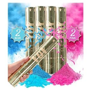 Revealations Gender Reveal Confetti Powder Cannon - Set of 4 Mixed 2 Blue 2 Pink